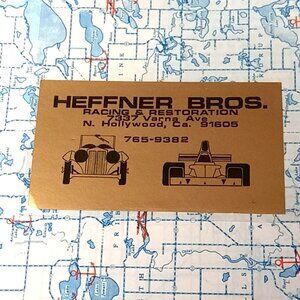 Vintage Business Card Heffner Bros. Racing & Restoration North Hollywood, CA